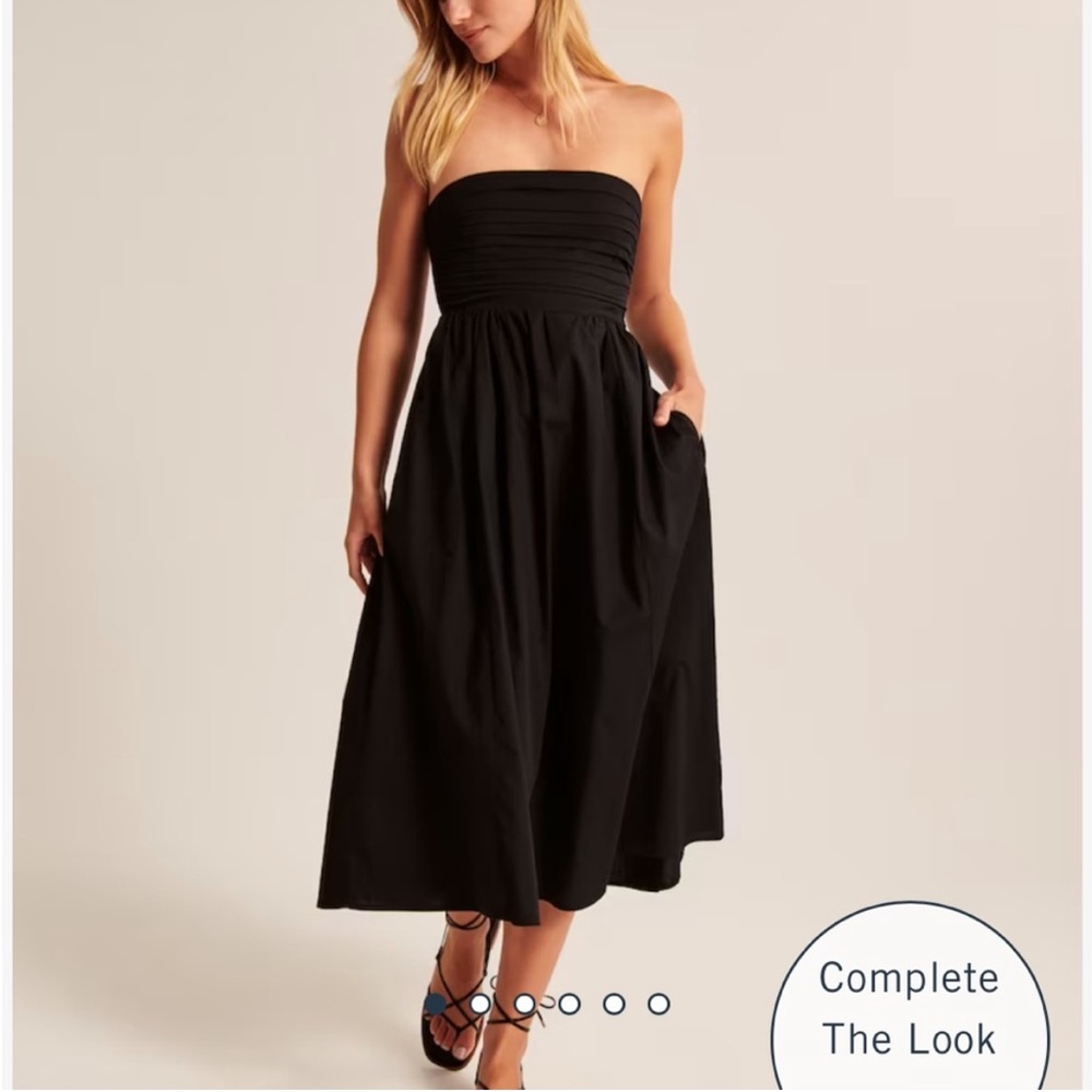 Abercrombie Emerson Strapless Poplin Midi Dress